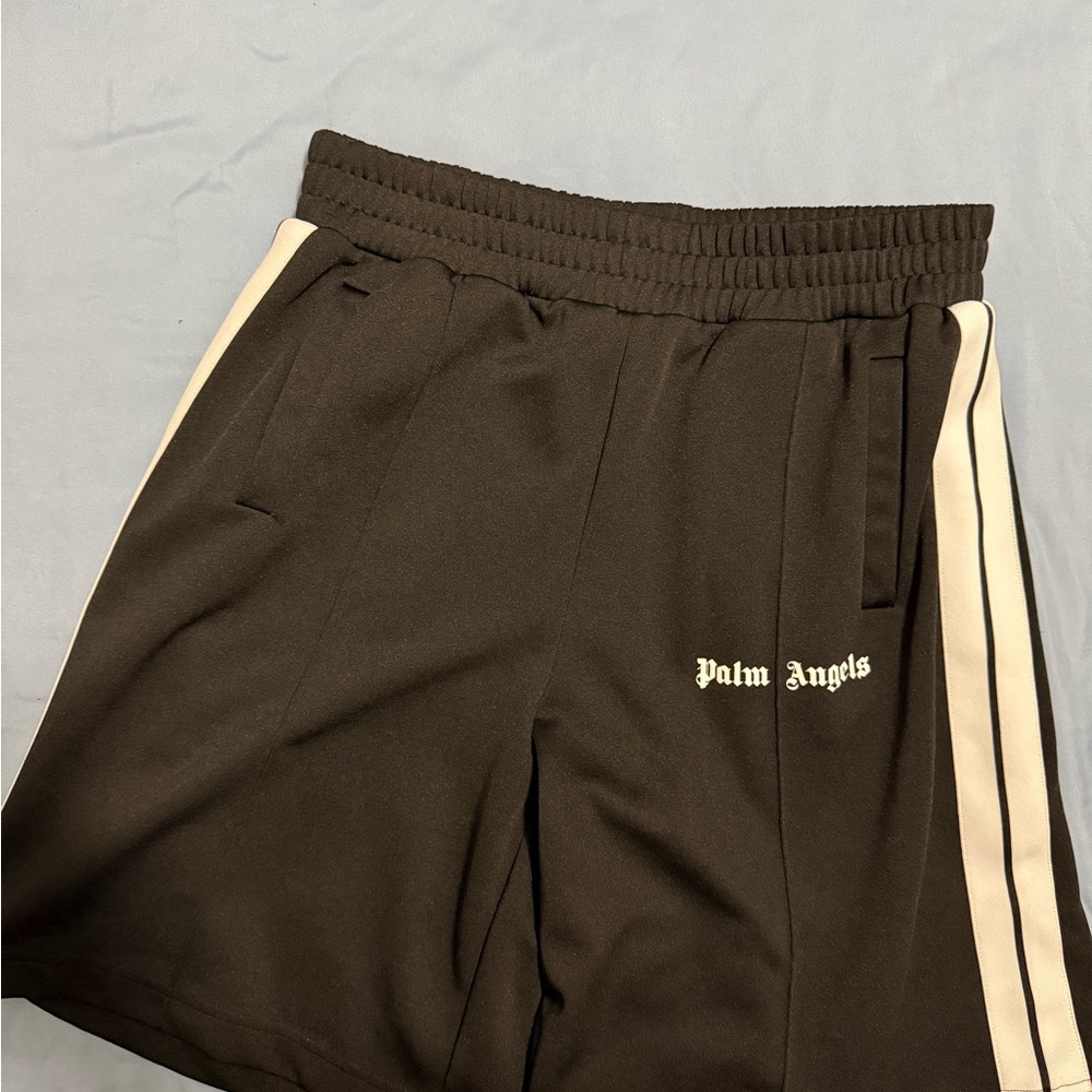 Palm Angels Black and White Athletic Shorts